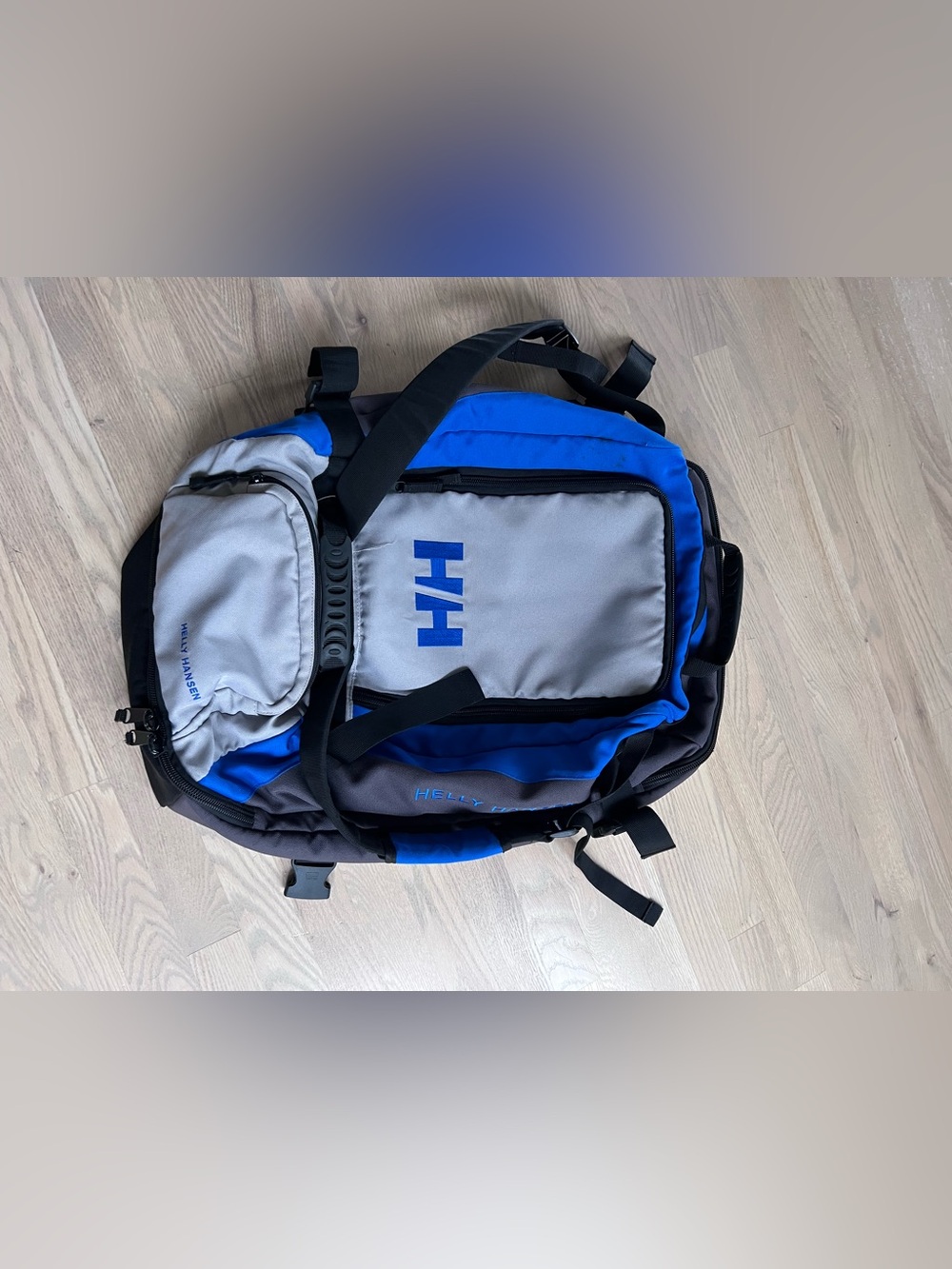 Helly Hansen Blue and Gray Backpack duffel bag with Black Accents